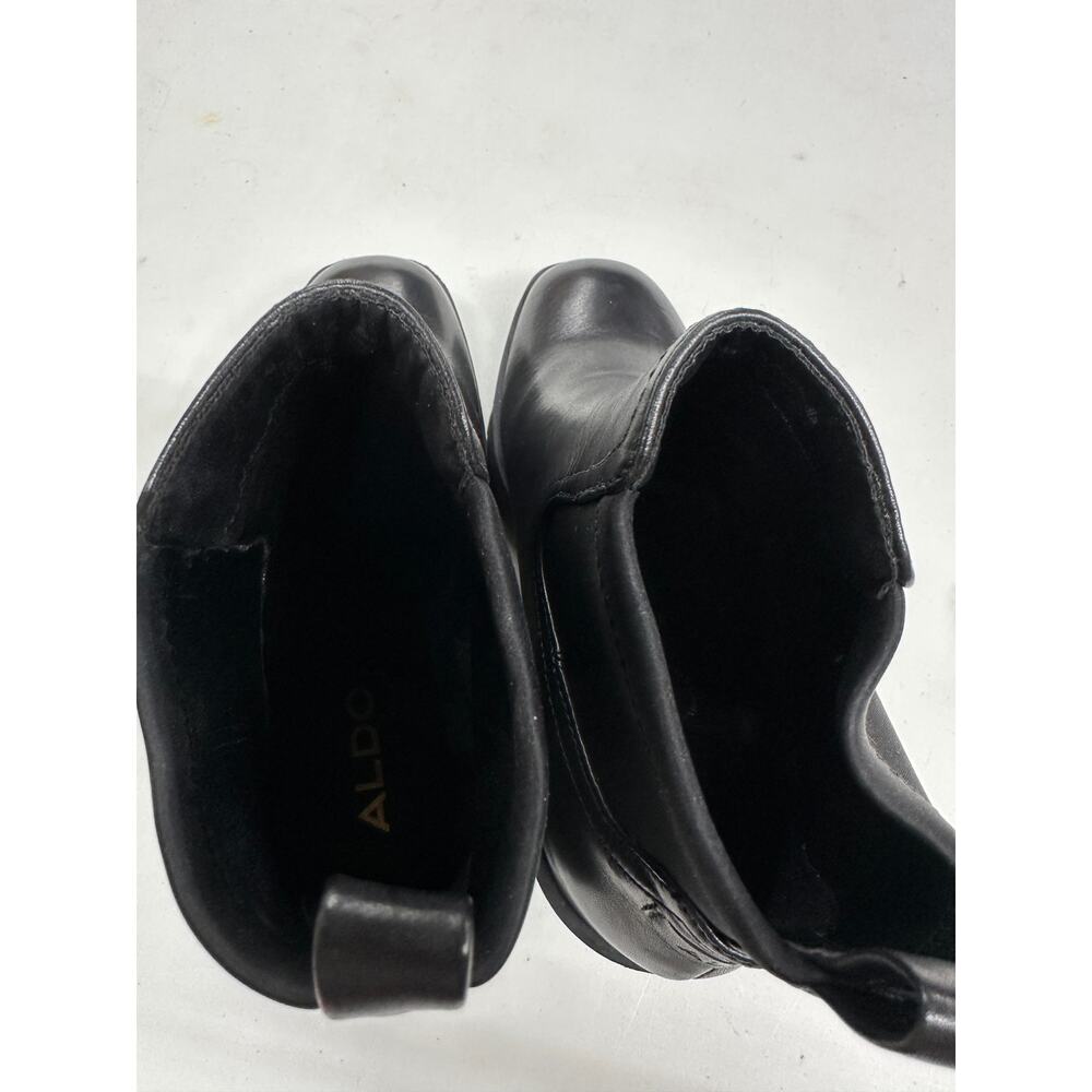 Aldo Black Chetta Chelsea boot Women Sz 6.5 Chetta Lug Sole Minimal Everyday - Picture 5 of 8